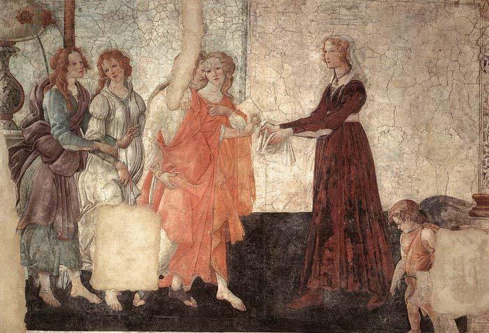 Sandro Botticelli Venus and the Three Graces Presenting Gifts to a Young Woman